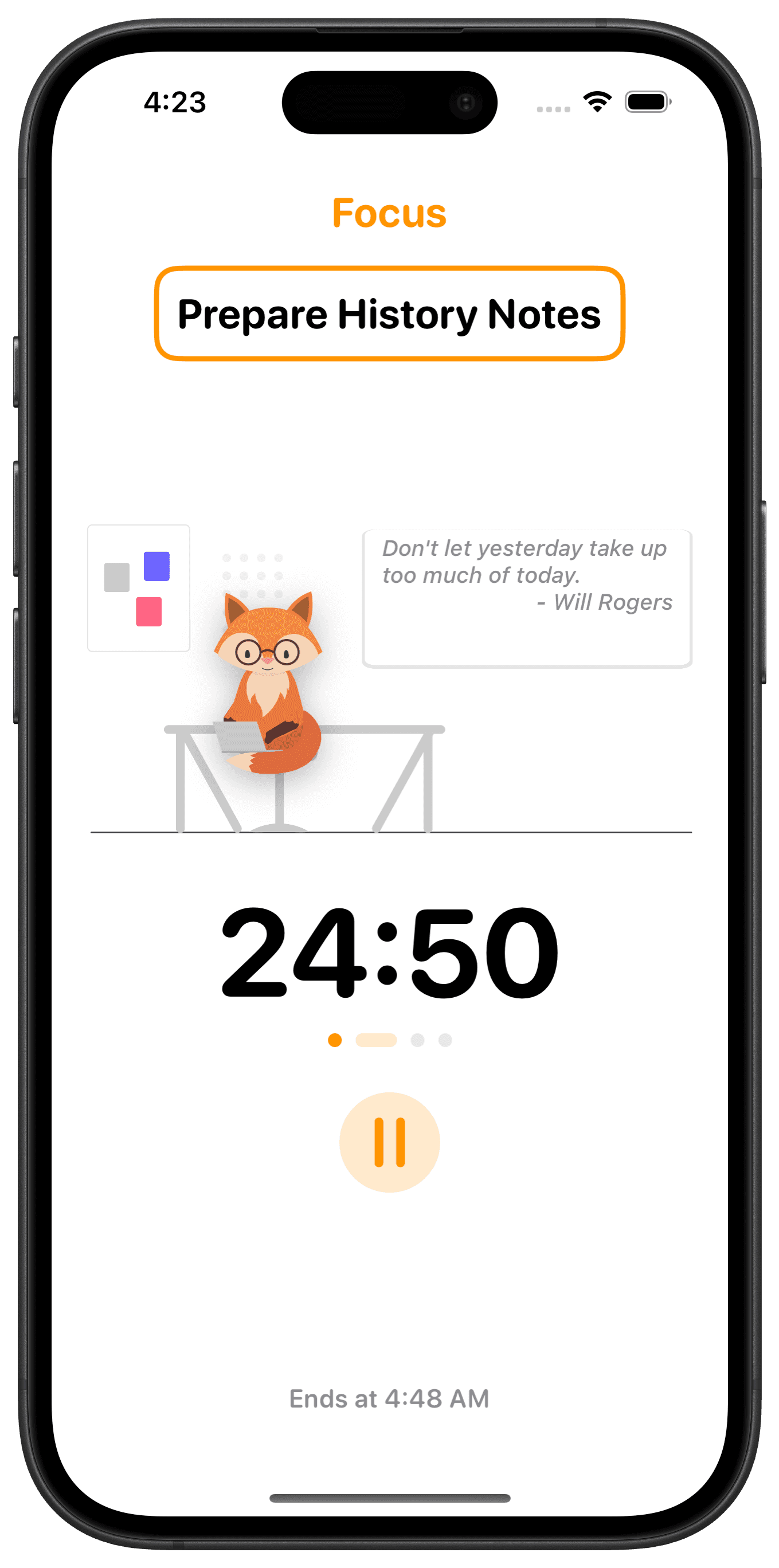 FoxyFocus App Screenshot